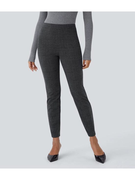 Halara Pants - Halara Flex High Waisted Houndstooth Plaid Skinny Pants Charcoal Black Size L